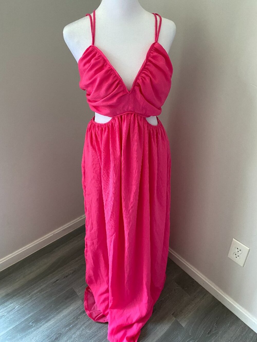 Pink Cut-Out Maxi Dress